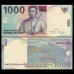 INDONESIA 2000 . ONE THOUSAND 1,000 RUPIAH BANKNOTE . ERROR . MISSING INK and DETAILS